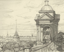 Vladimir Cherniy. View of the Admiralty from St Issac’s Colonnade