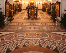 Vladimir Cherniy. View of the mosaic floors from the pulpit.